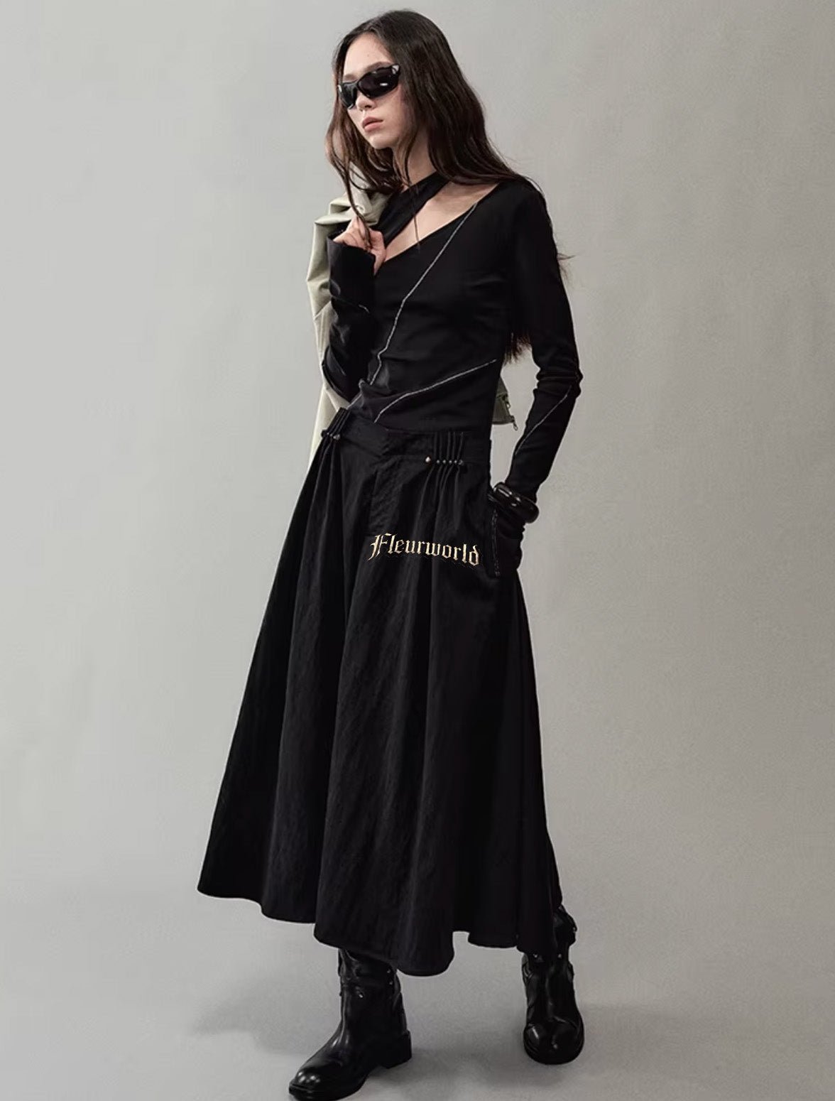 Hand-Beaded A-Line Skirt